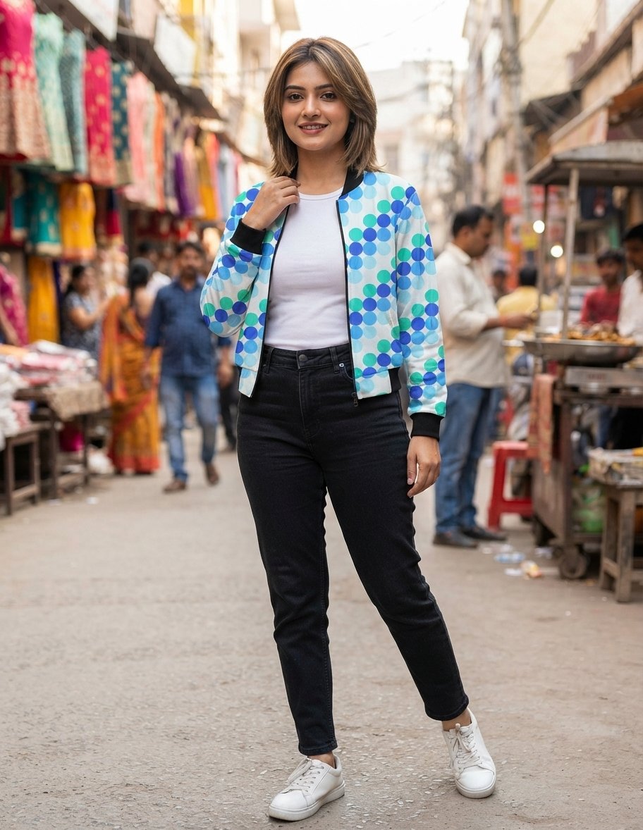 Blue Drift PC Women Bomber Jacket - Image 1