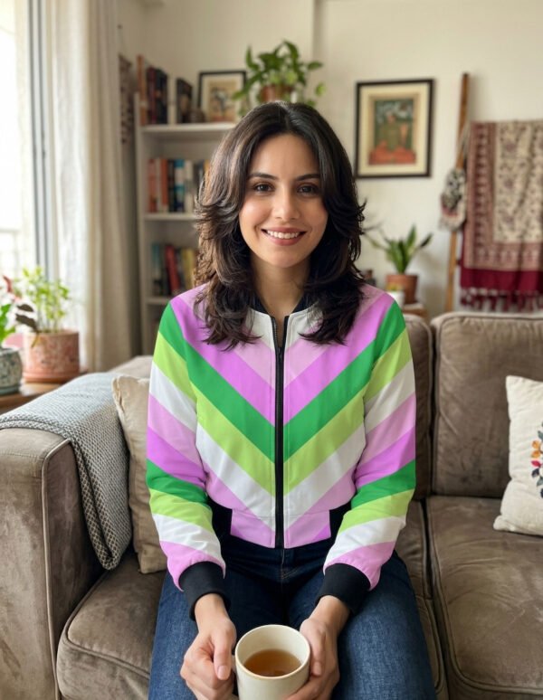 Bubble Pop Chevron Women Bomber Jacket
