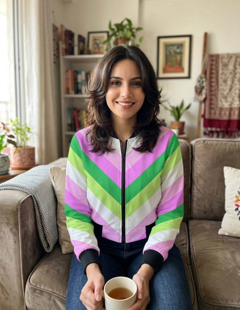 Bubble Pop Chevron Women Bomber Jacket