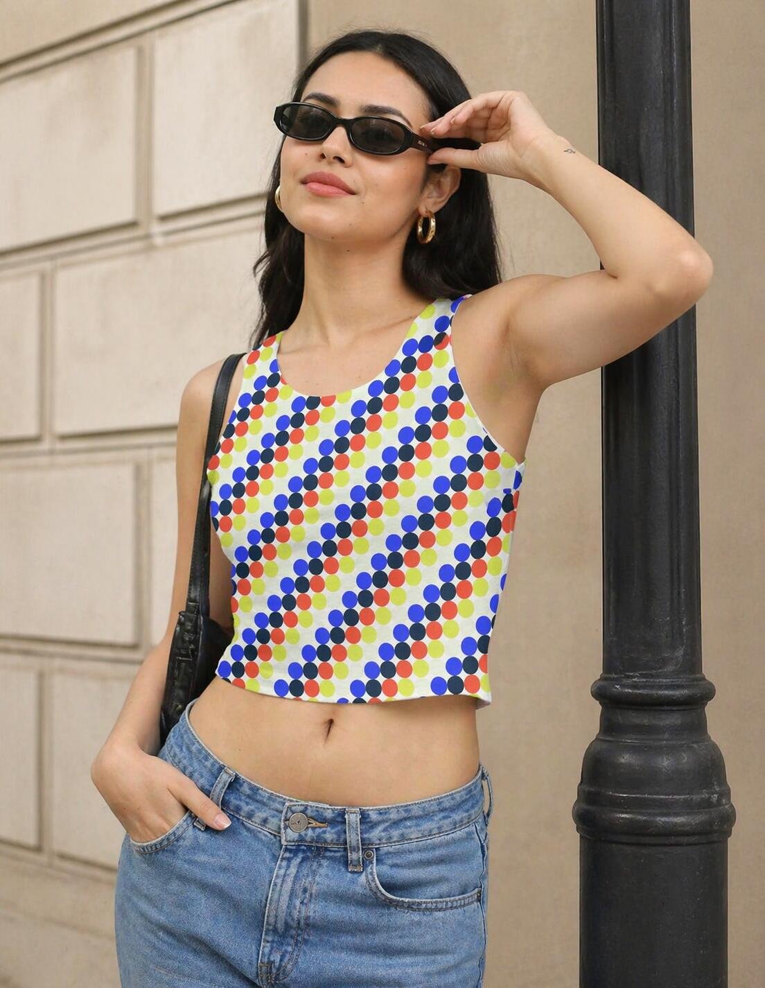 Racing Stripe PC Women Crop Tank - Image 1