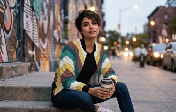 Retro Soul Chevron Women Bomber Jacket