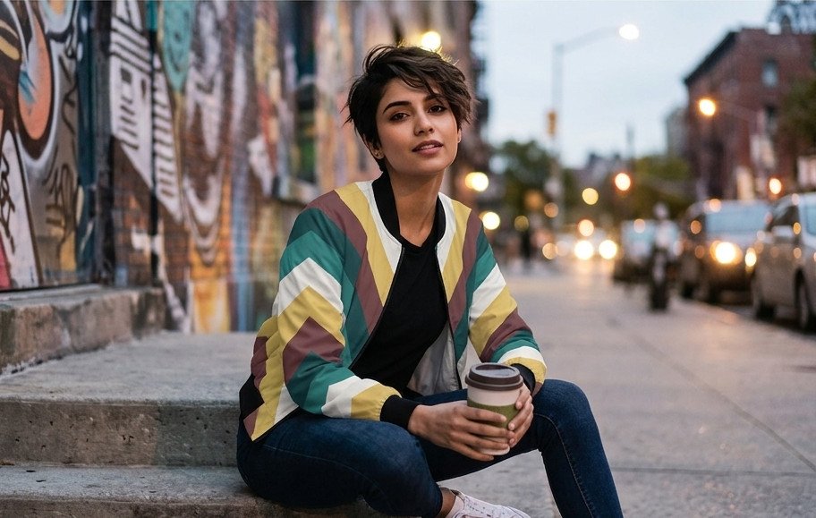 Retro Soul Chevron Women Bomber Jacket - Image 1