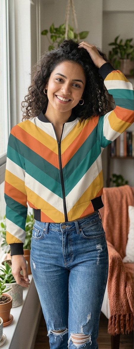 Sunset Dive Chevron Women Bomber Jacket