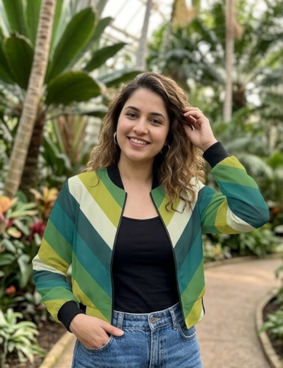 Urban Garden Chevron Women Bomber Jacket - Image 5