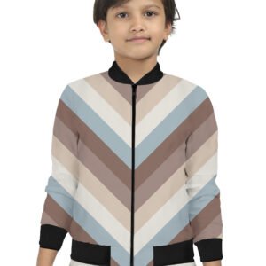 Almond Cream Chevron Kids Bomber Jacket