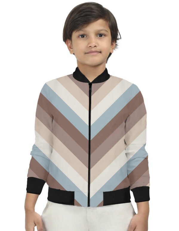 Almond Cream Chevron Kids Bomber Jacket