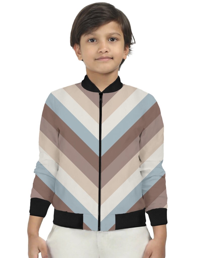 Almond Cream Chevron Kids Bomber Jacket