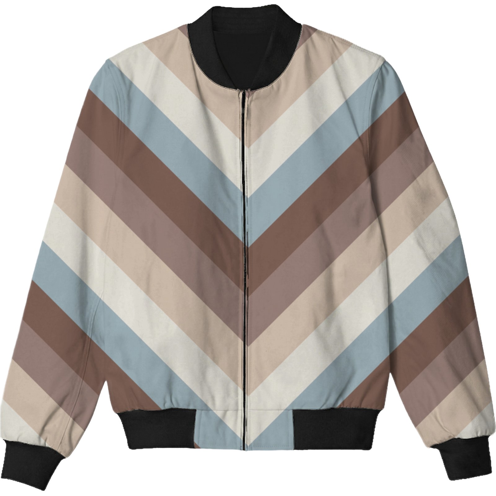 Almond Cream Chevron Kids Bomber Jacket - Image 3