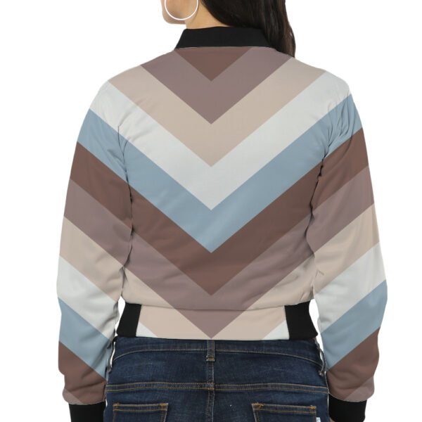 Almond Cream Chevron Women Bomber Jacket - Image 2