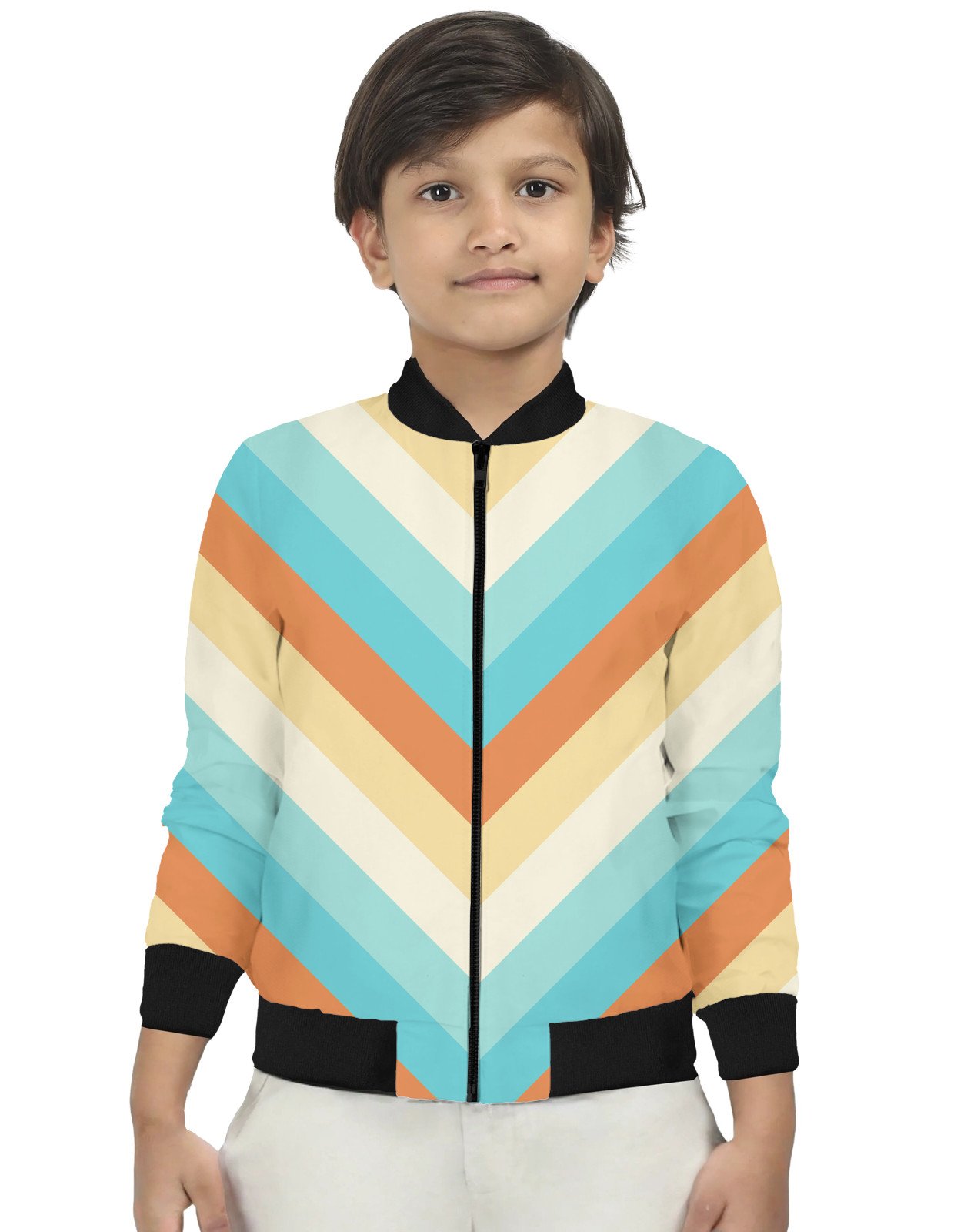 Apricot Shoreline Chevron Kids Bomber Jacket - Image 1