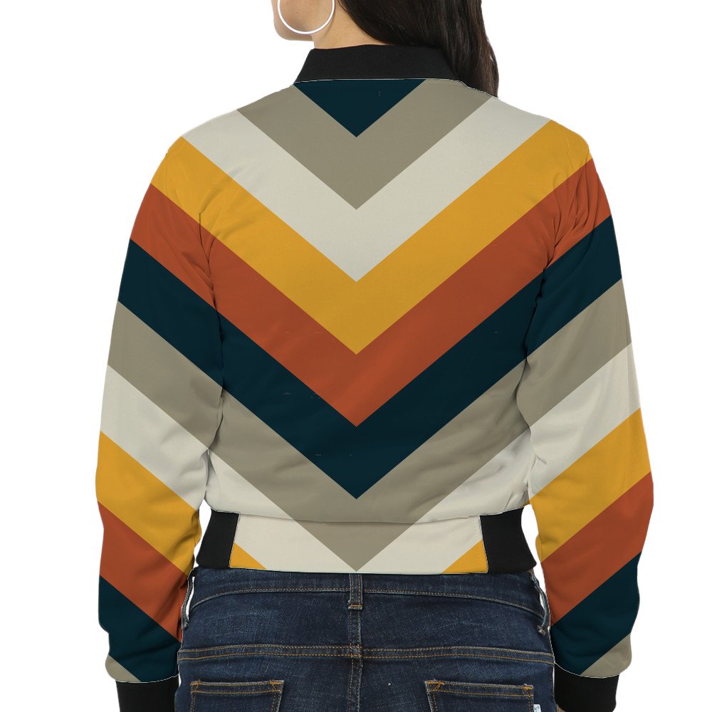 Autumn Veil Chevron Women Bomber Jacket - Image 2
