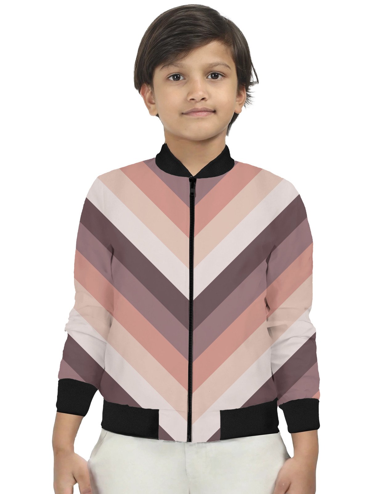 Blush Clay Chevron Kids Bomber Jacket
