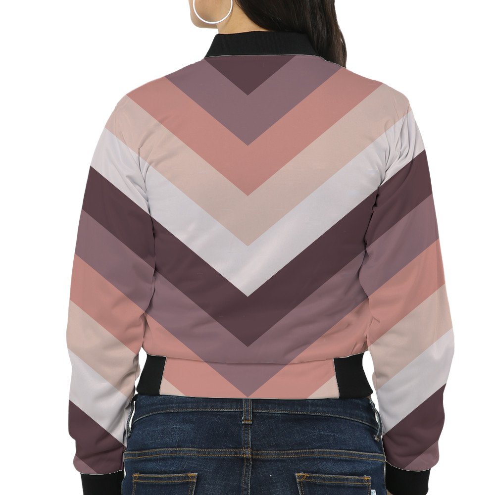 Blush Clay Chevron Women Bomber Jacket - Image 2