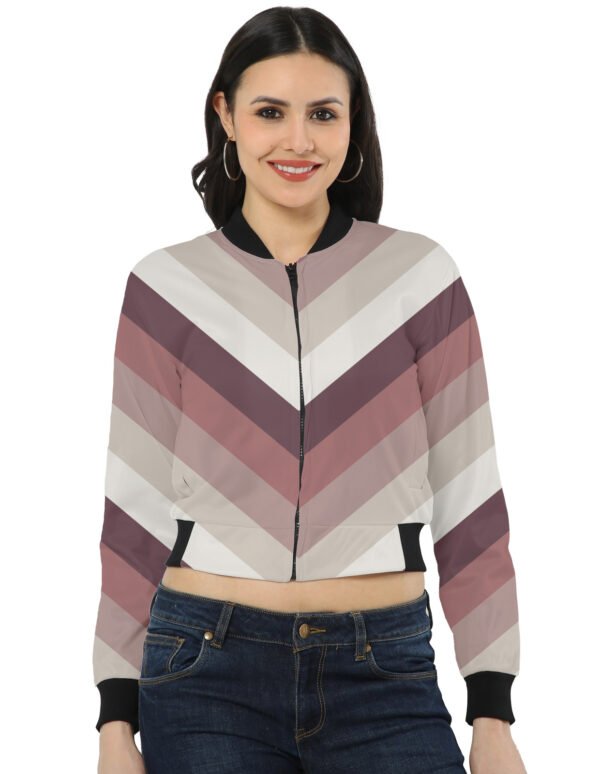 Blush Memory Chevron Women Bomber Jacket