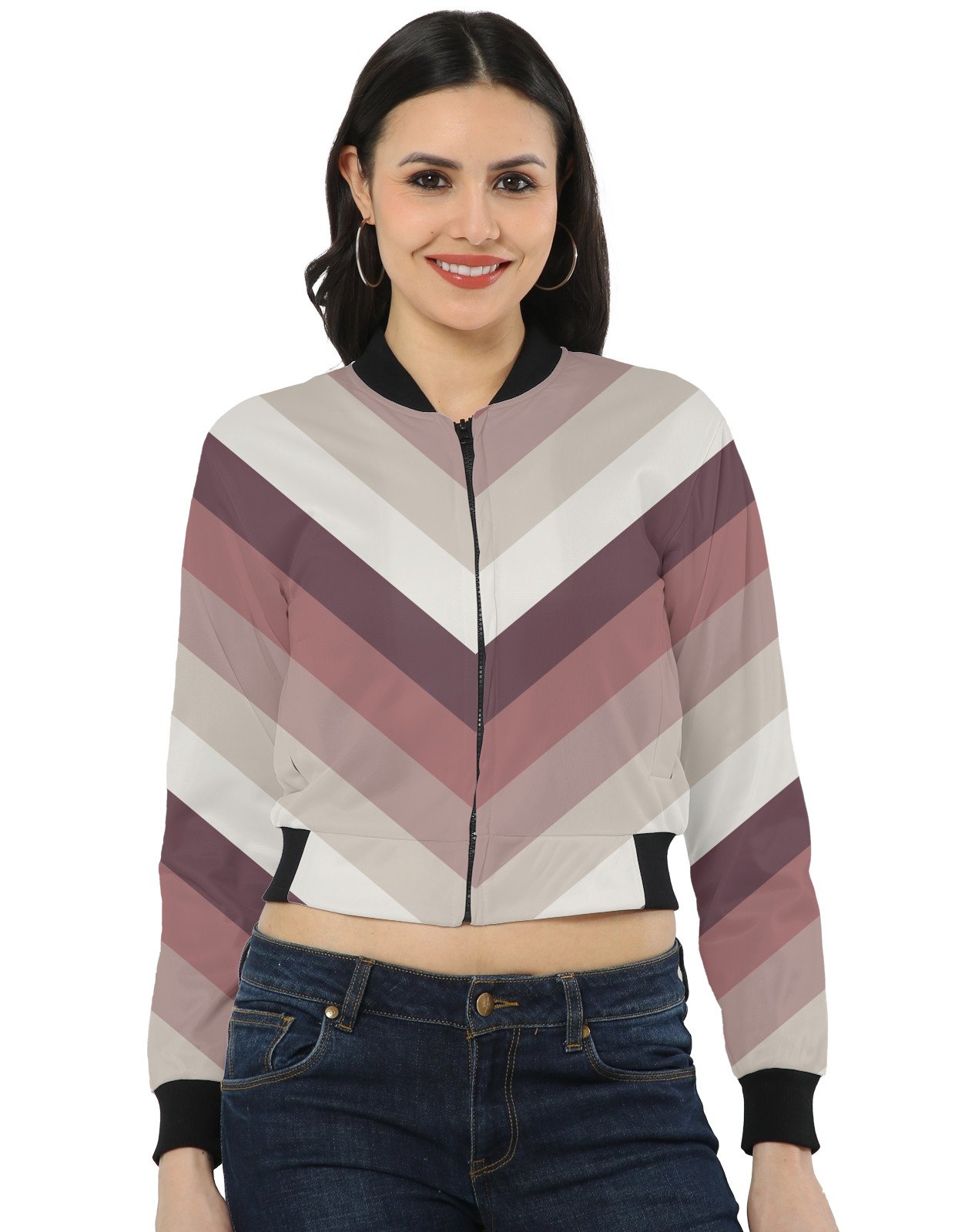 Blush Memory Chevron Women Bomber Jacket - Image 1
