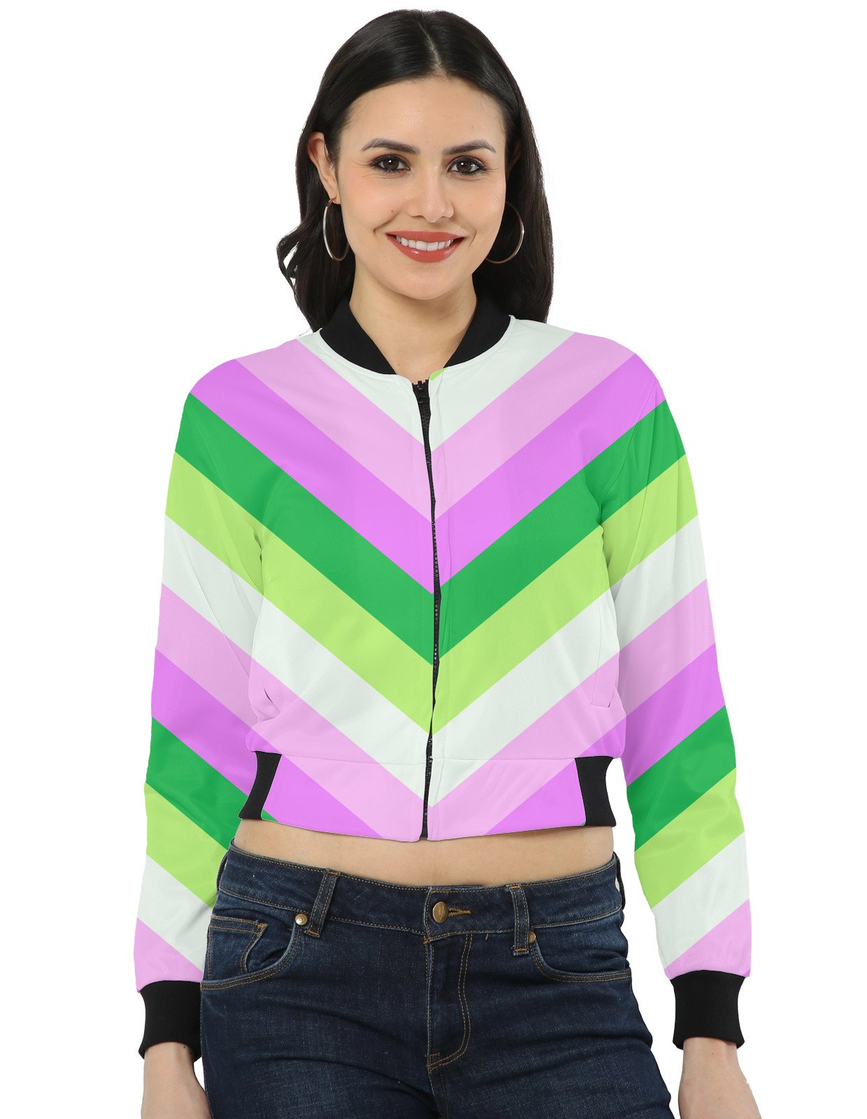 Bubble Pop Chevron Women Bomber Jacket - Image 1