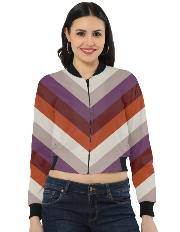 Burnt Orchard Chevron Women Bomber Jacket