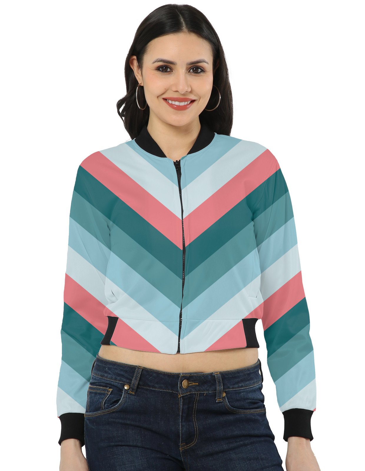 Calmwave Chevron Women Bomber Jacket - Image 1