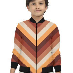 Chestnut Brown Chevron Kids Bomber Jacket