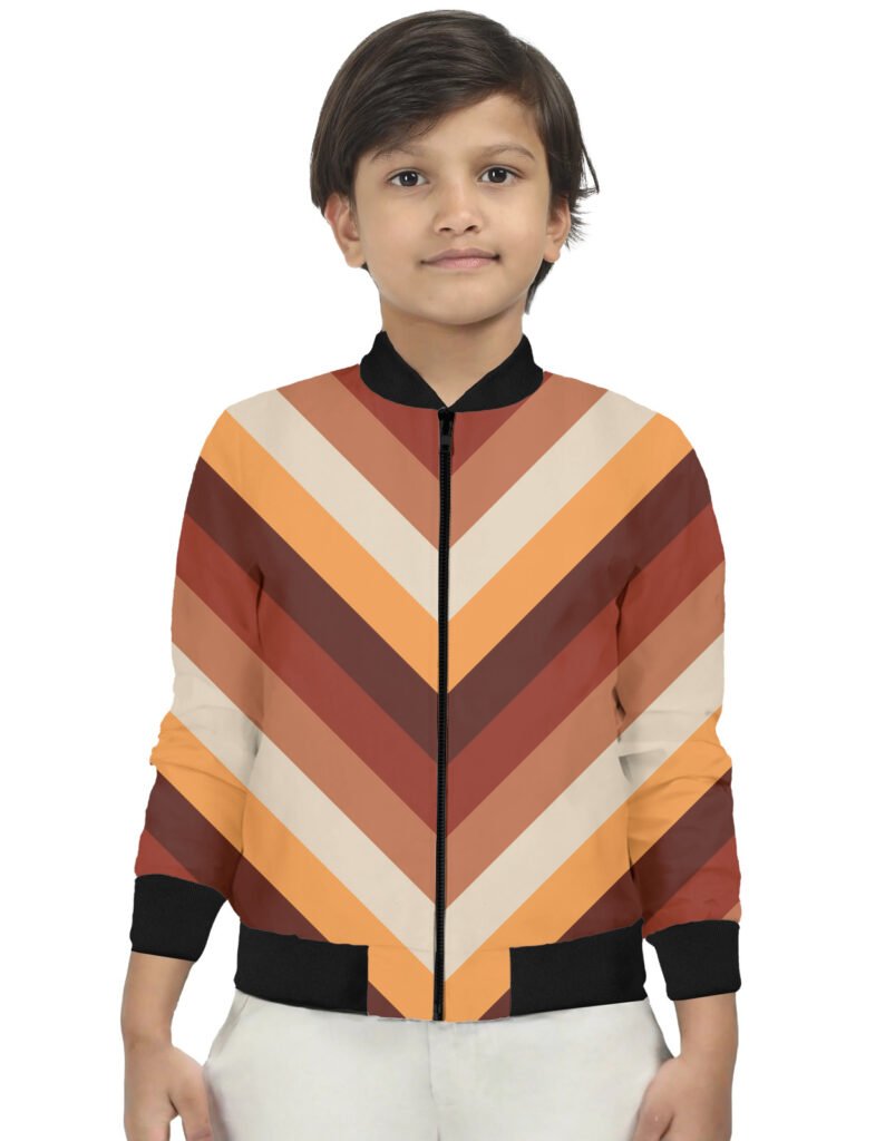Chestnut Brown Chevron Kids Bomber Jacket