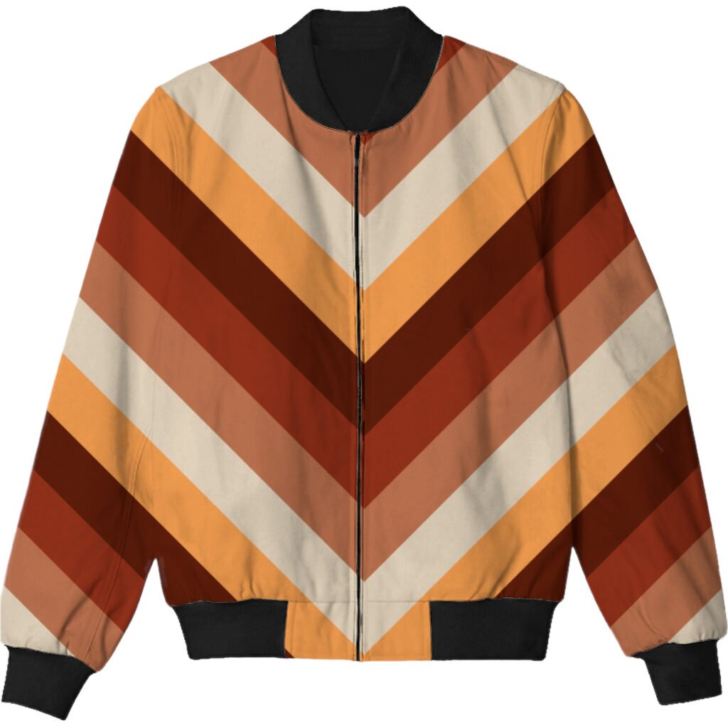 Chestnut Brown Chevron Kids Bomber Jacket