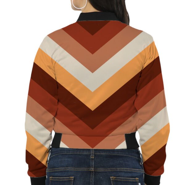 Chestnut Brown Chevron Women Bomber Jacket - Image 2