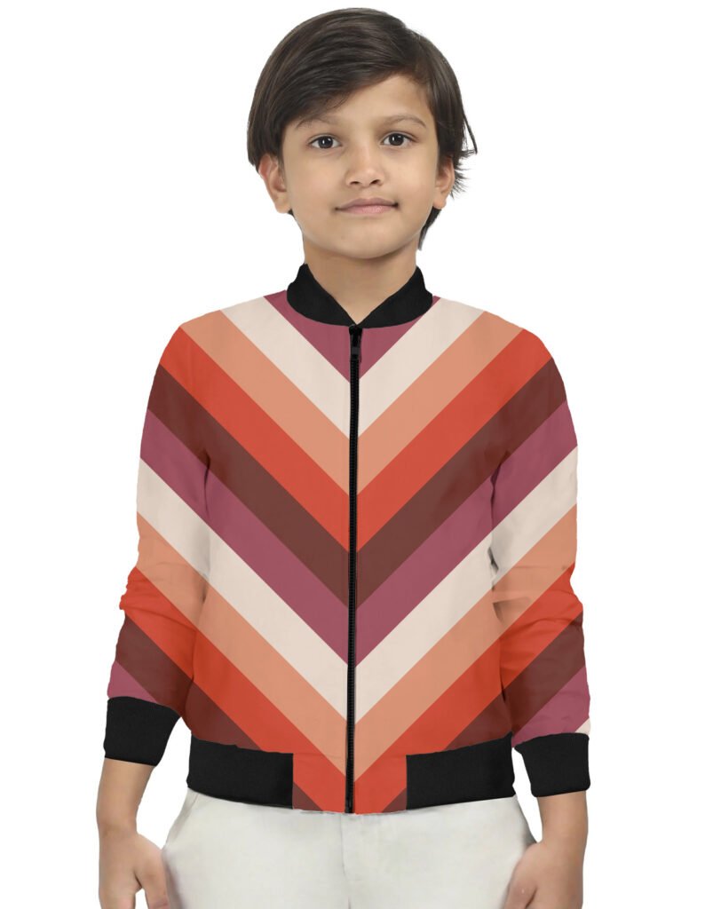 Cinnamon Bark Chevron Kids Bomber Jacket