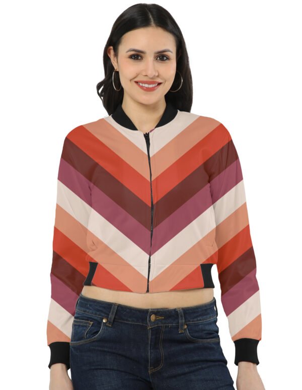 Cinnamon Bark Chevron Women Bomber Jacket