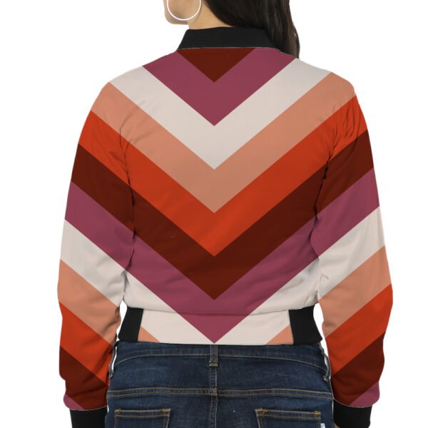 Cinnamon Bark Chevron Women Bomber Jacket - Image 2