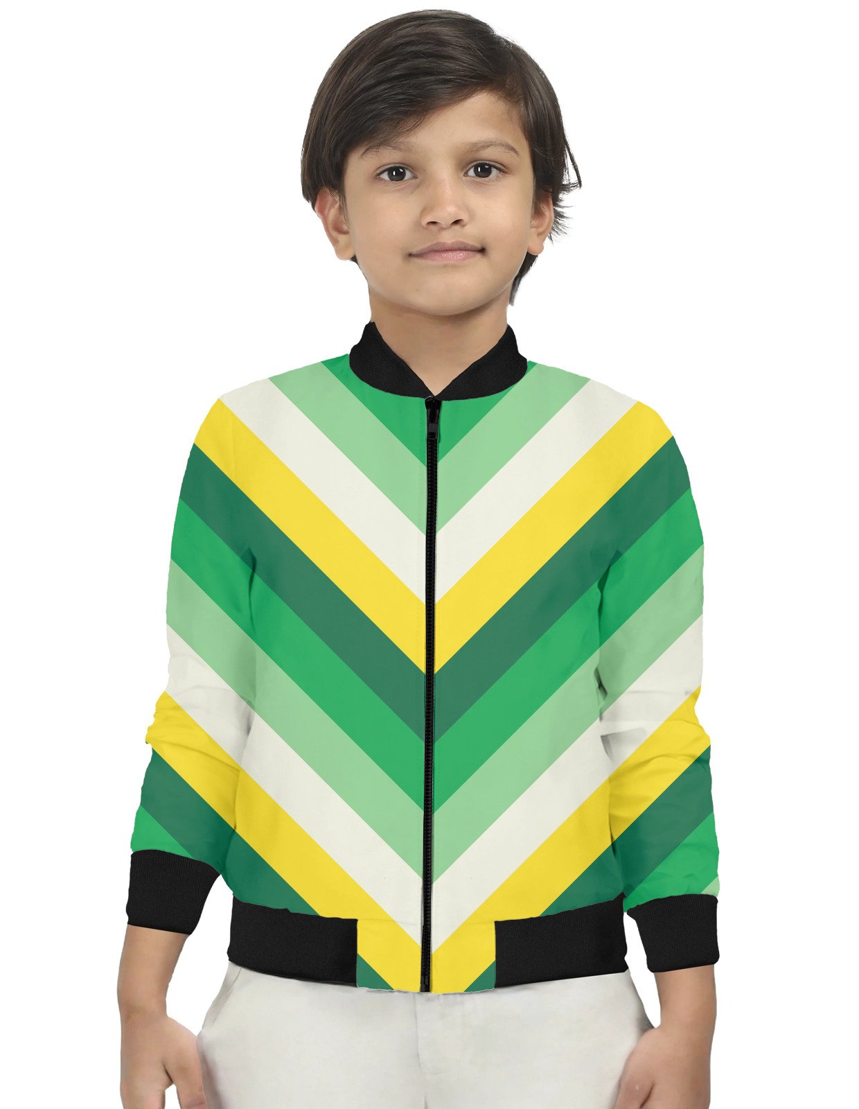 Citrus Leaves Chevron Kids Bomber Jacket - Image 1