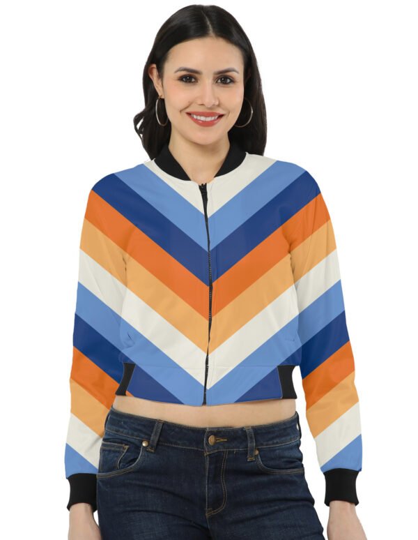 Citrus Wave Chevron Women Bomber Jacket