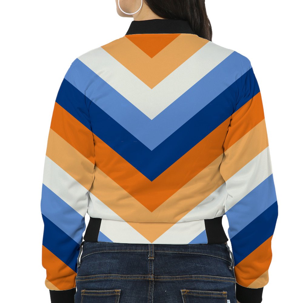 Citrus Wave Chevron Women Bomber Jacket - Image 2
