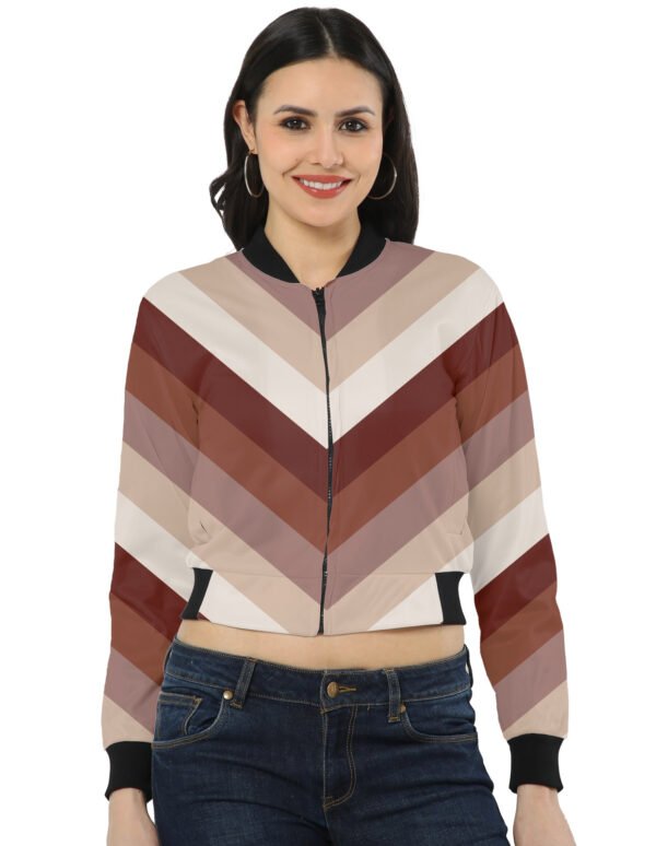 Cocoa Hearth Chevron Women Bomber Jacket