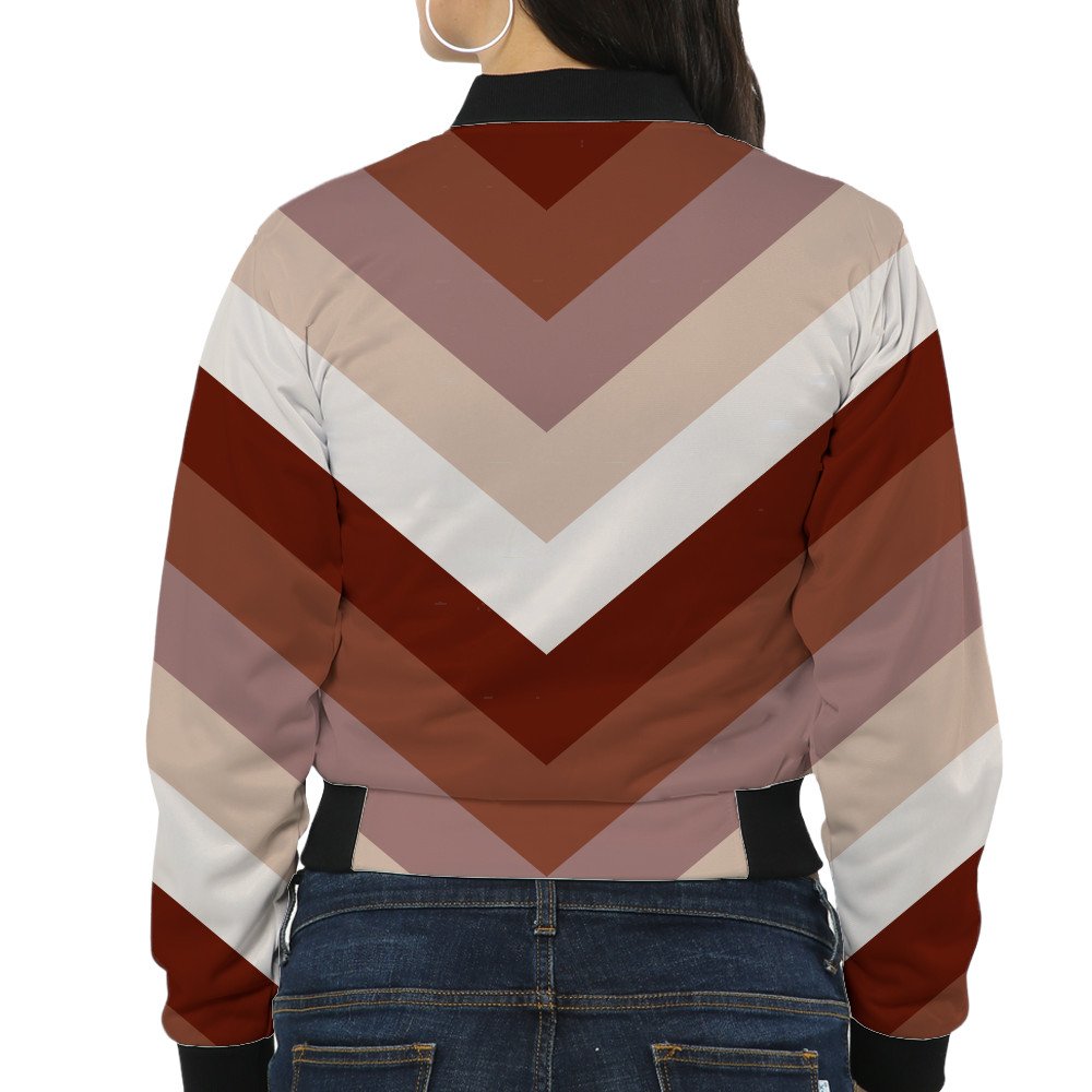 Cocoa Hearth Chevron Women Bomber Jacket - Image 2