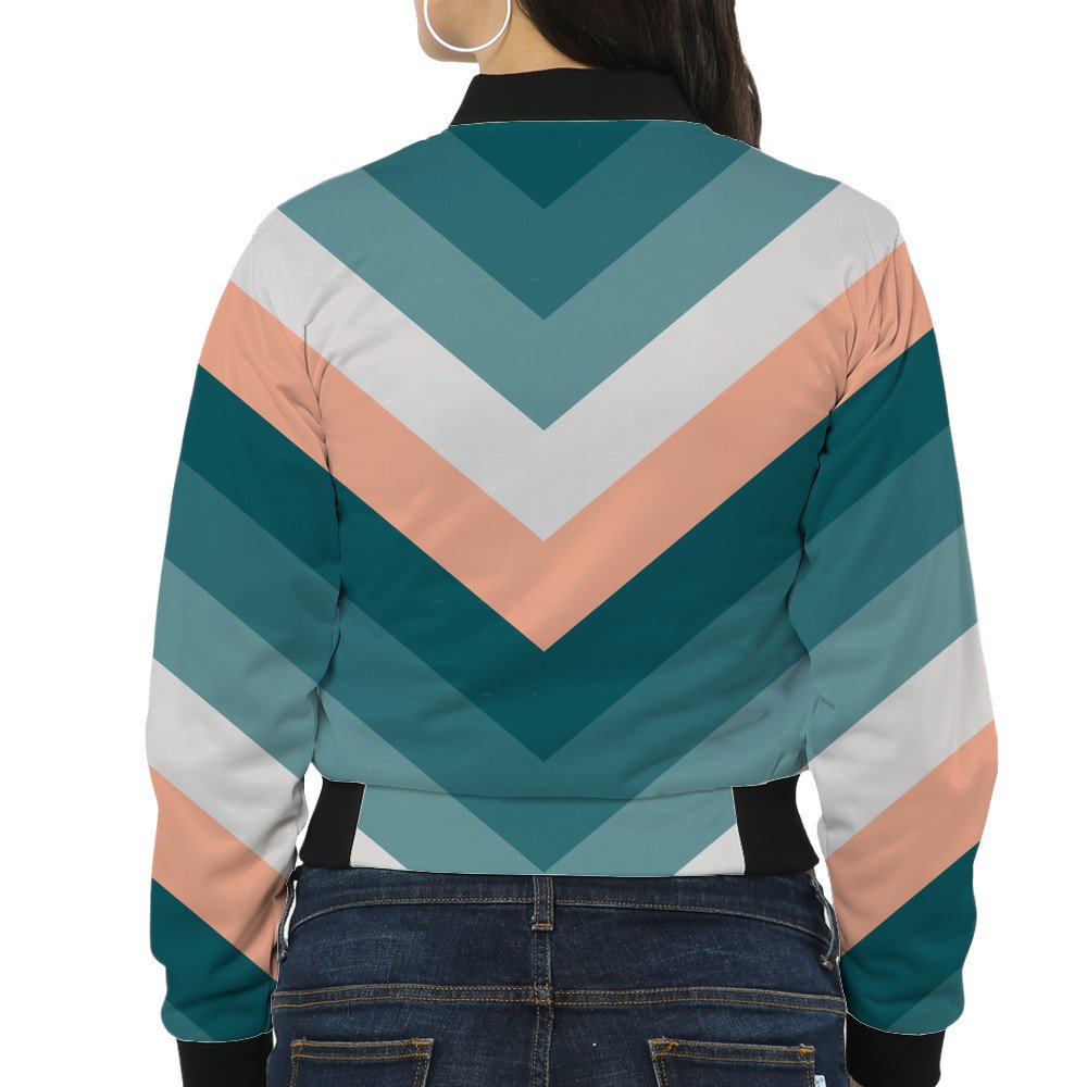 Coral Shore Chevron Women Bomber Jacket - Image 2