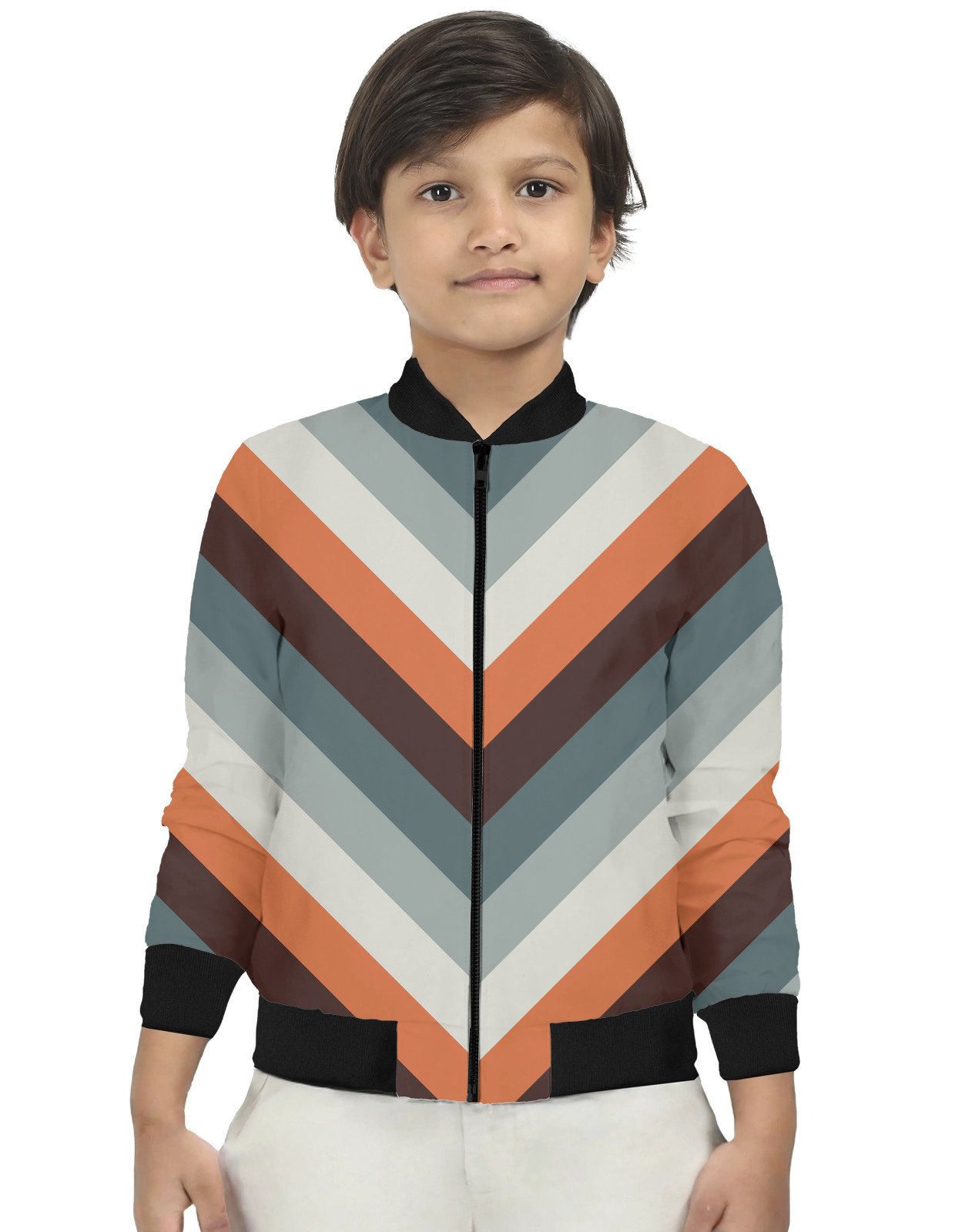 Dark Ember Chevron Kids Bomber Jacket