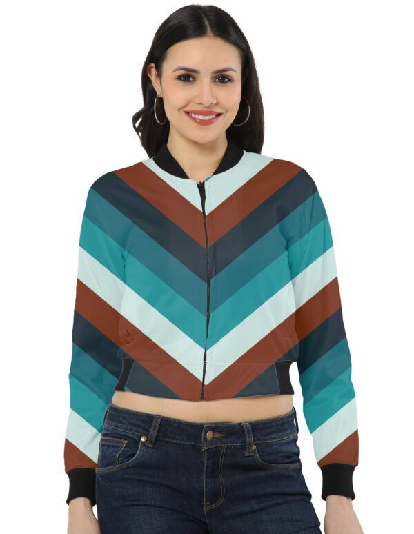 Deep Earth Chevron Women Bomber Jacket