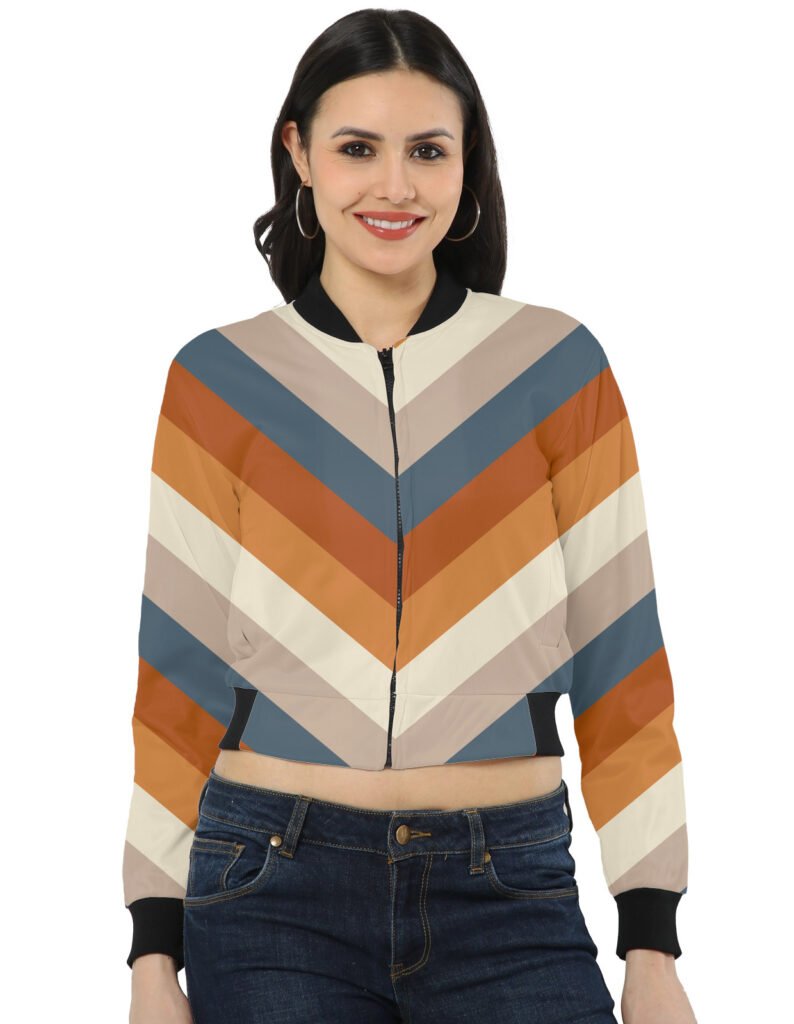 Dusty Clay Chevron Women Bomber Jacket