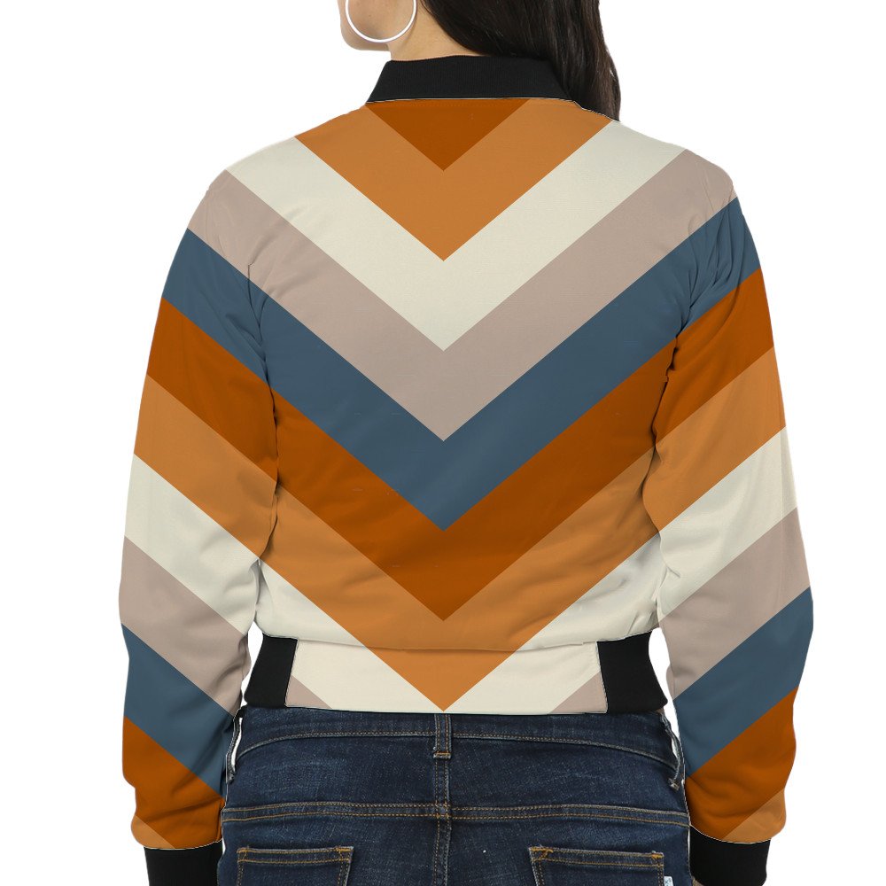 Dusty Clay Chevron Women Bomber Jacket - Image 2