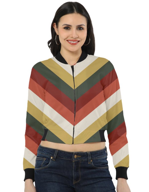 Evergreen Shadow Chevron Women Bomber Jacket