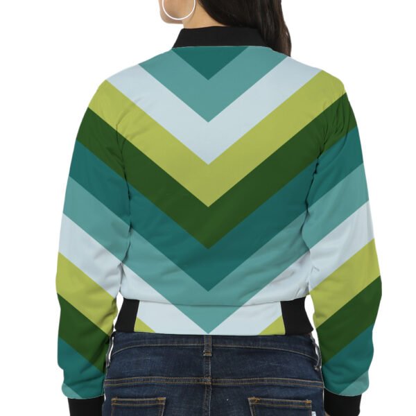 Forest Dawn Chevron Women Bomber Jacket - Image 2