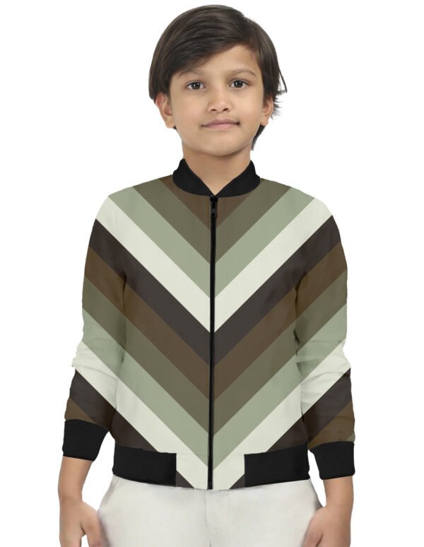 Forest Moss Chevron Kids Bomber Jacket