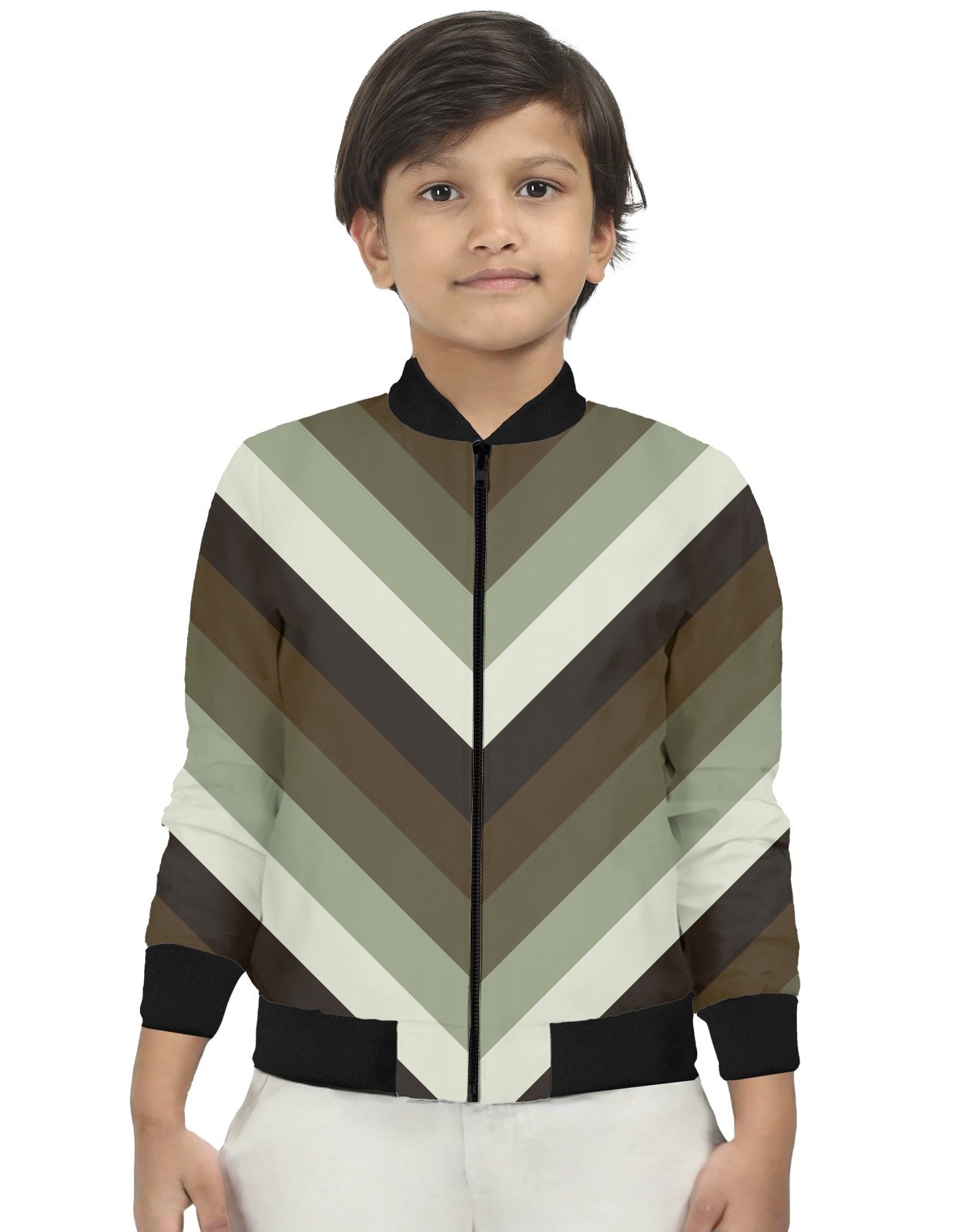 Forest Moss Chevron Kids Bomber Jacket