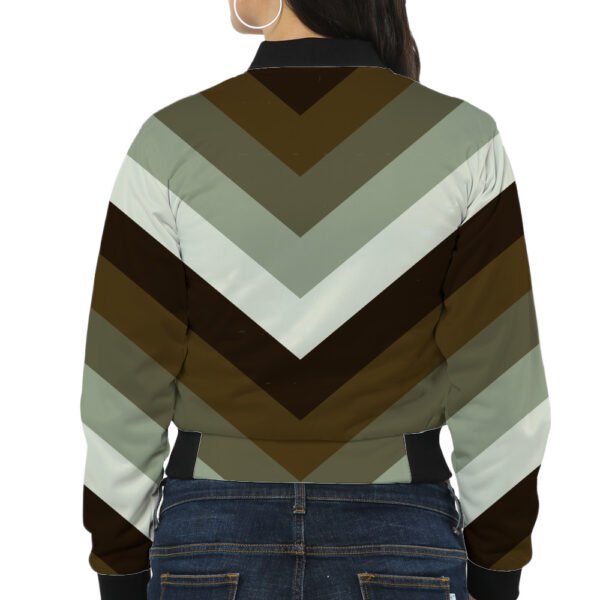 Forest Moss Chevron Women Bomber Jacket - Image 2
