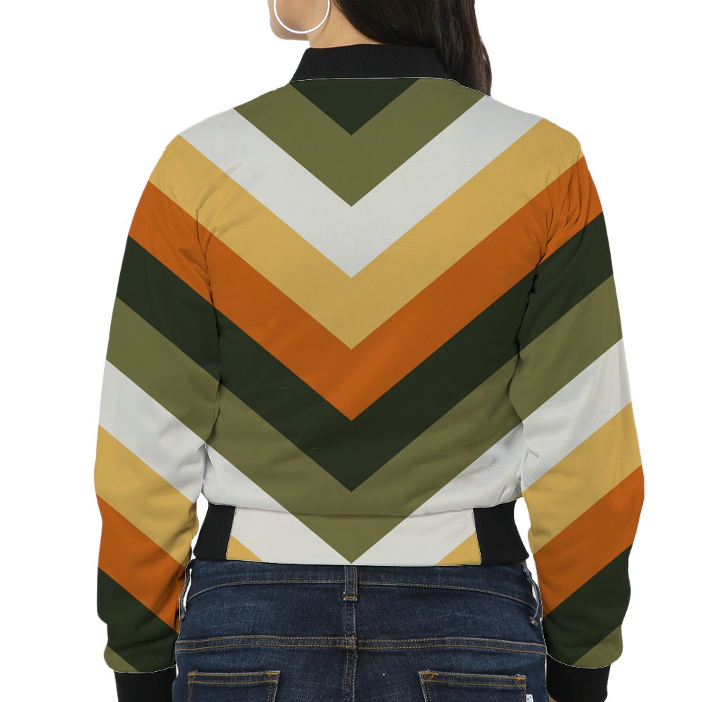 Forest Shadow Chevron Women Bomber Jacket - Image 2