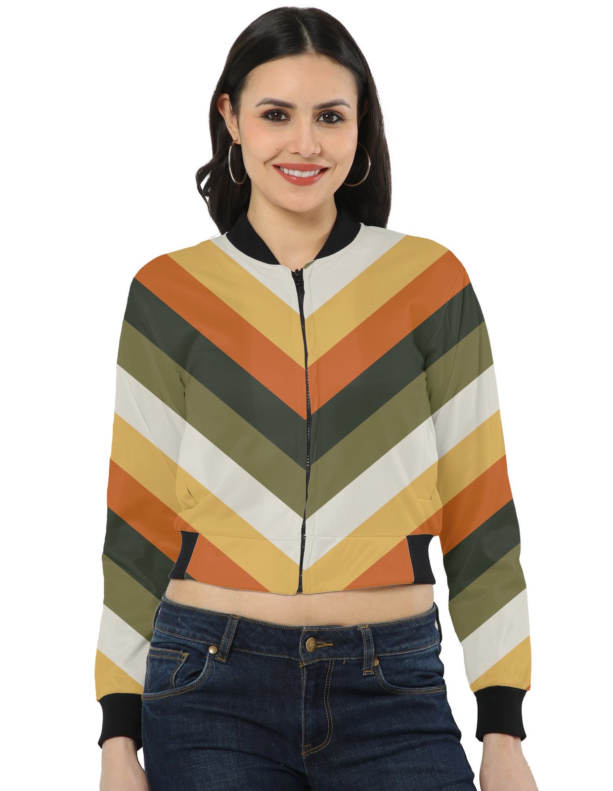 Forest Shadow Chevron Women Bomber Jacket - Image 1