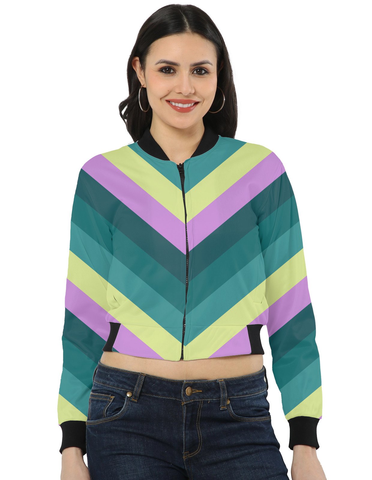 Fresh Joy Chevron Women Bomber Jacket - Image 1