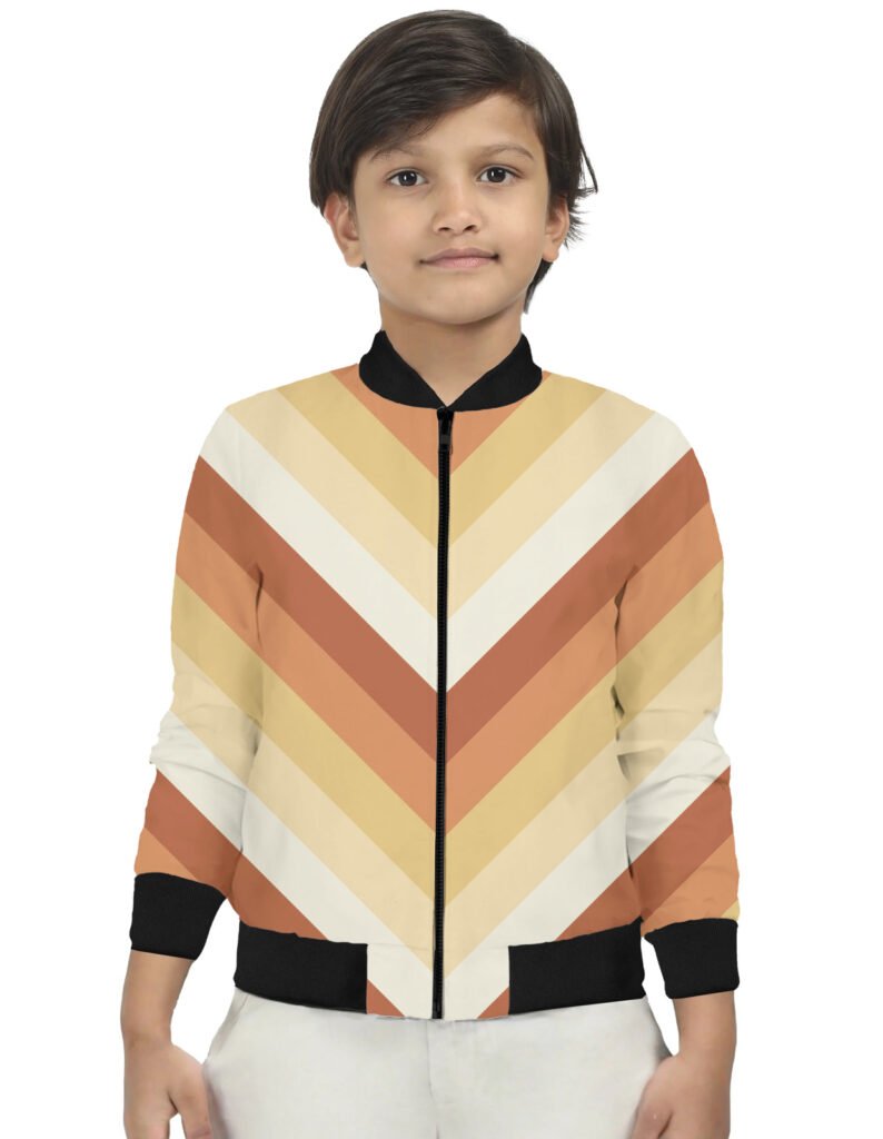 Golden Honey Chevron Kids Bomber Jacket