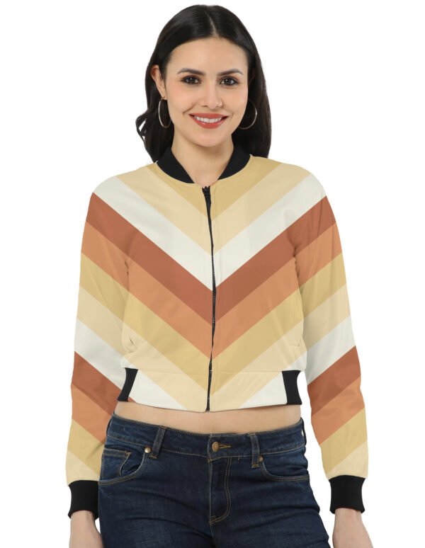 Golden Honey Chevron Women Bomber Jacket