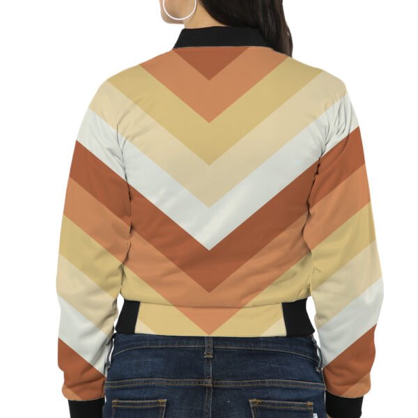 Golden Honey Chevron Women Bomber Jacket - Image 2